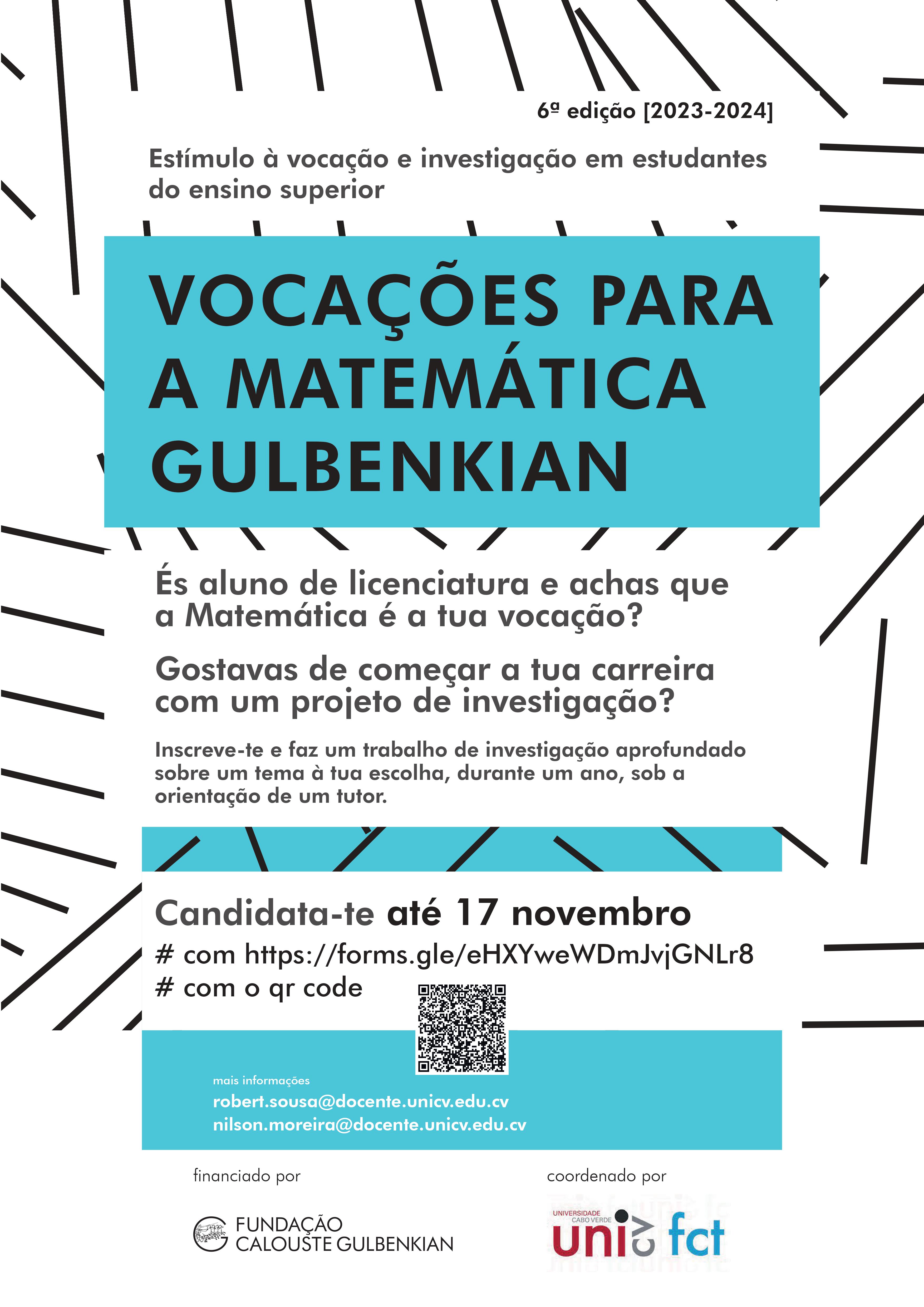 gulbenkian matemática vocações 6ed cartaz