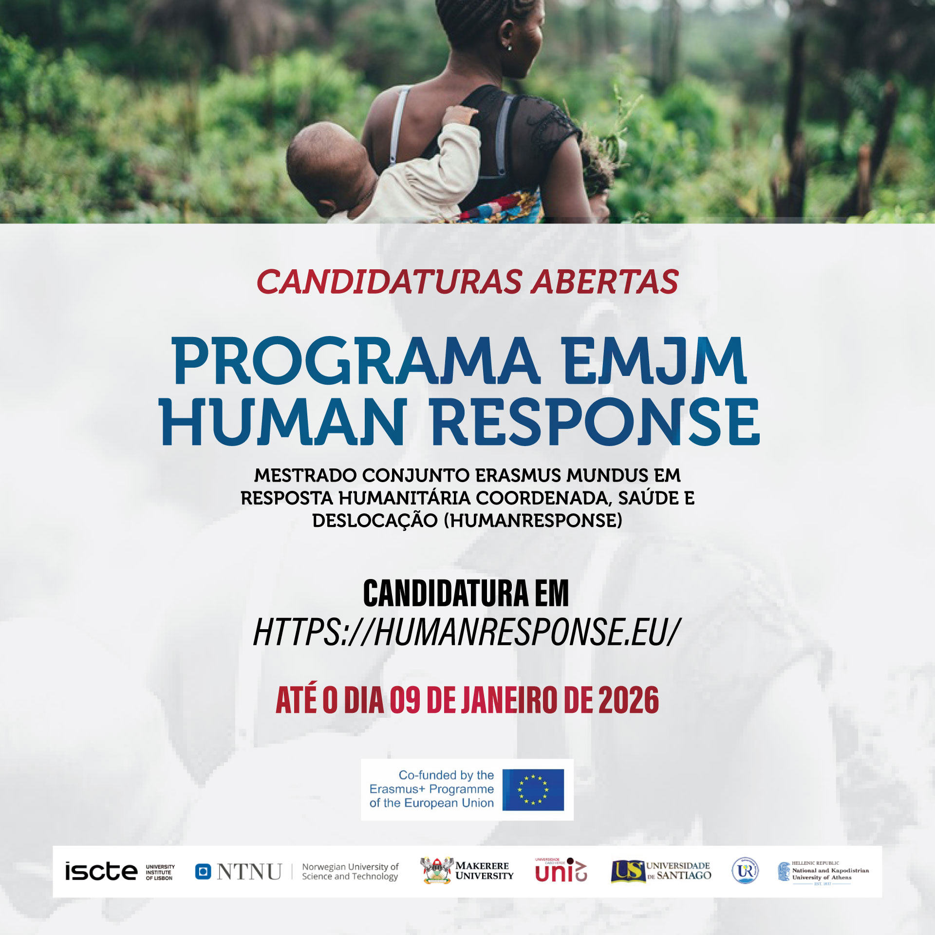 Candidaturas abertas ao Mestrado Conjunto Erasmus Mundus HumanResponse