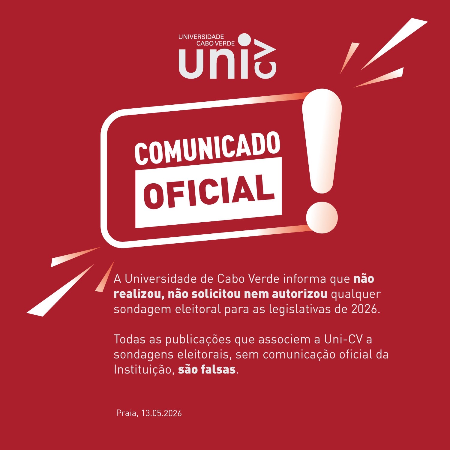 Uni-CV esclarece falsa associação do seu nome a sondagens eleitorais