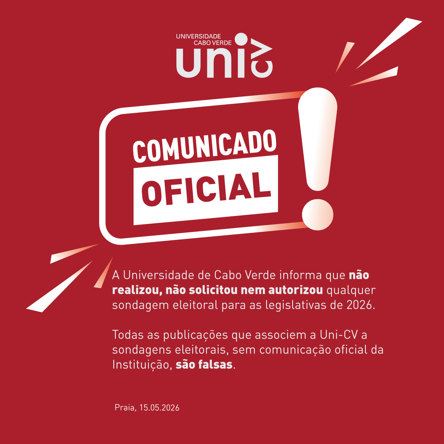 Uni-CV esclarece falsa associação do seu nome a sondagens eleitorais