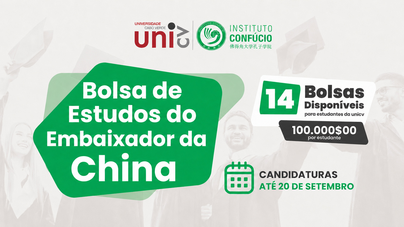 Uni-CV prorroga candidaturas à Bolsa do Embaixador da China até 20 de setembro