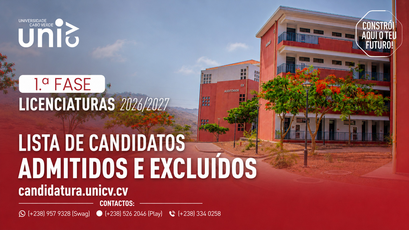 Uni-CV publica lista de candidatos admitidos e excluídos da 1.ª Fase