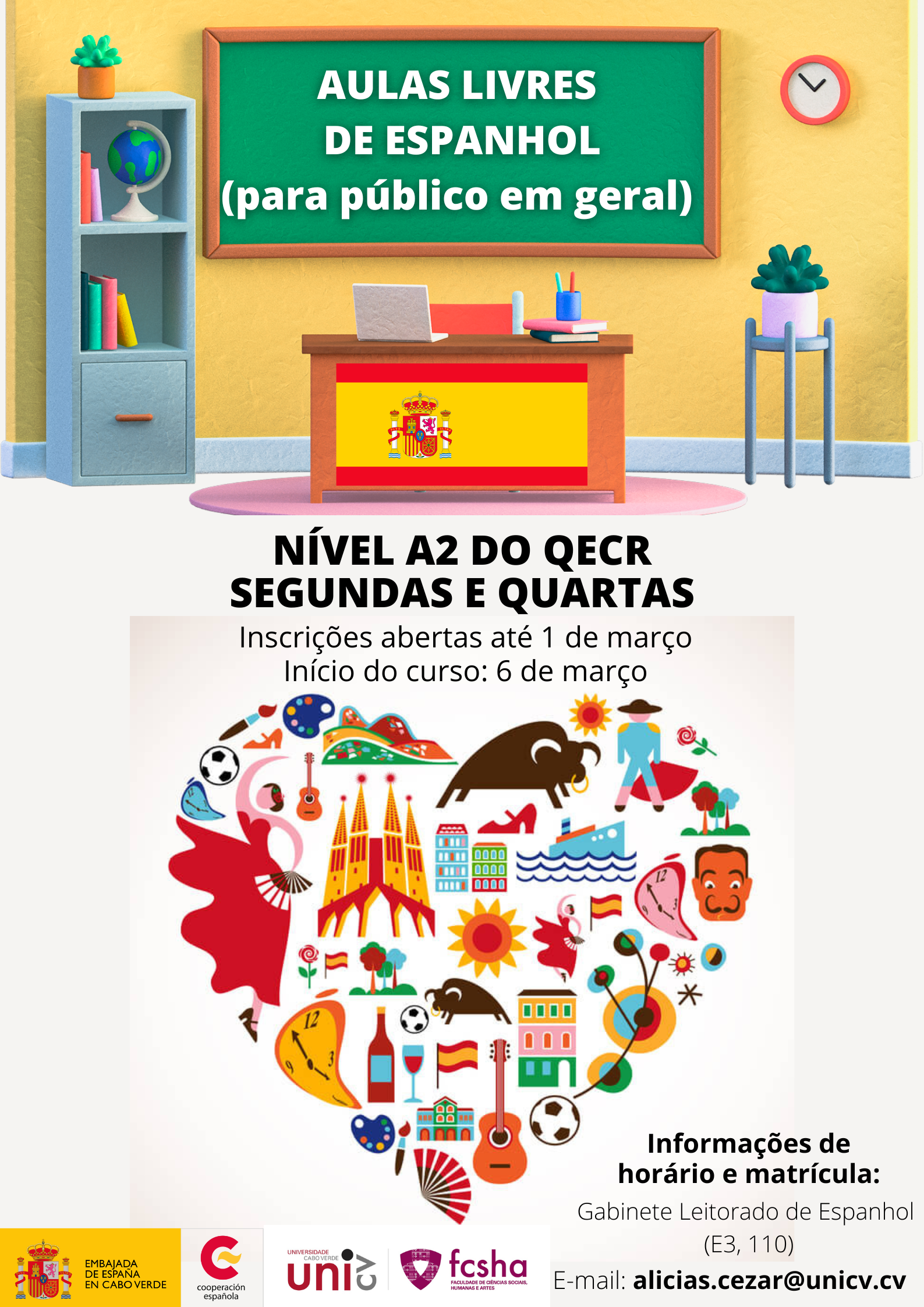 Inscrições abertas - Aulas livres de Espanhol